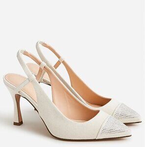 JCREW NIB Elsie made-in-Italy slingback pumps with crystals sz 10